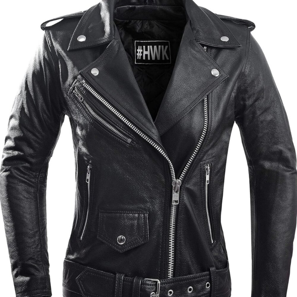HWK Brando Leather Motorcycle Jacket for Women